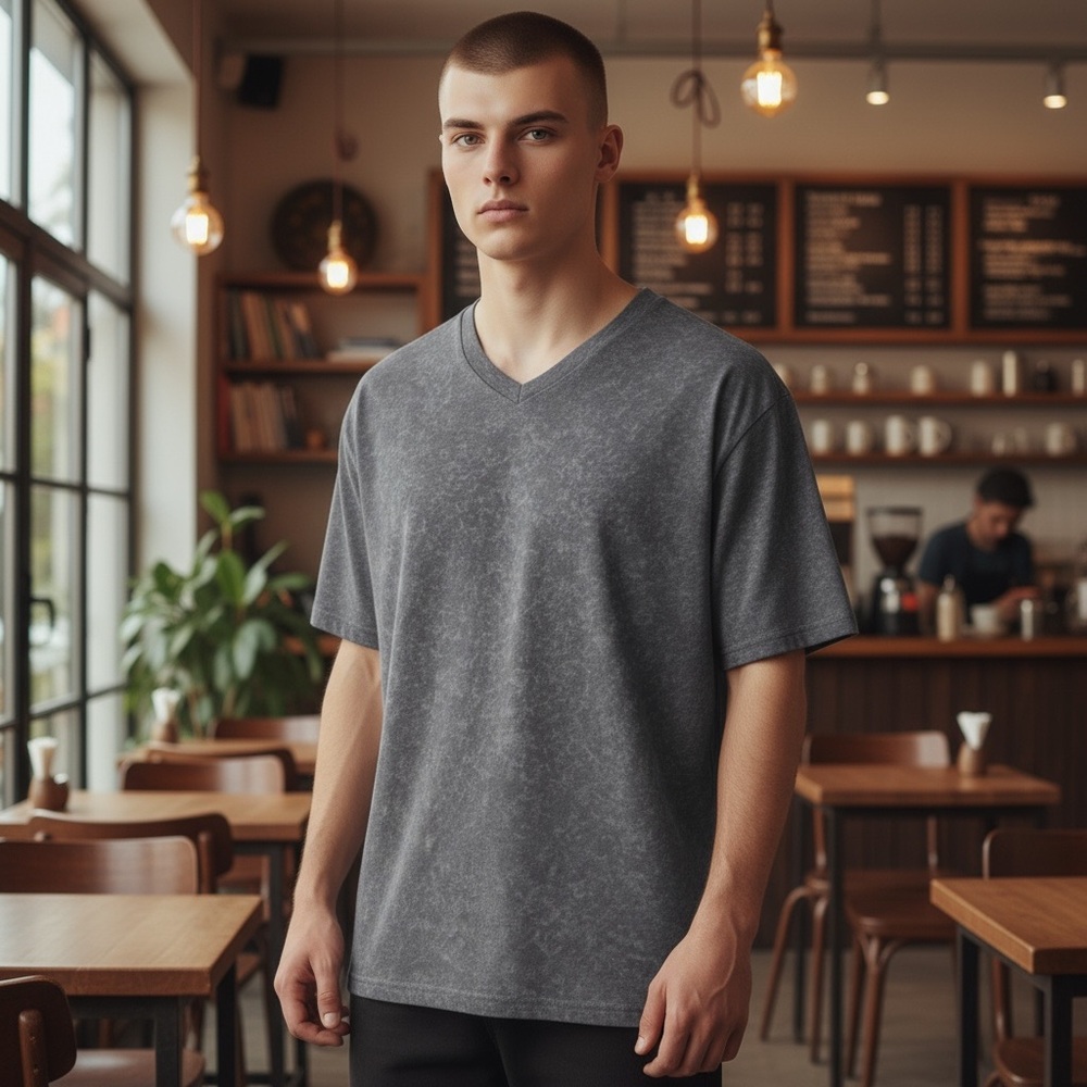 🤑 5/$25 Kliegou Men’s Gray V-Neck Short Sleeve Tee
